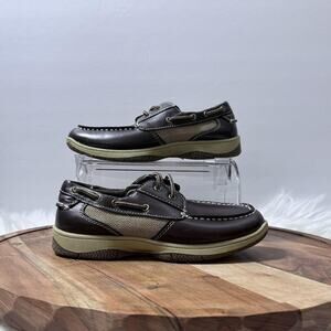 Deer Stags Jay Boys Dress Up Casual Size US 1/2 School Boat Shoe Dark Brown